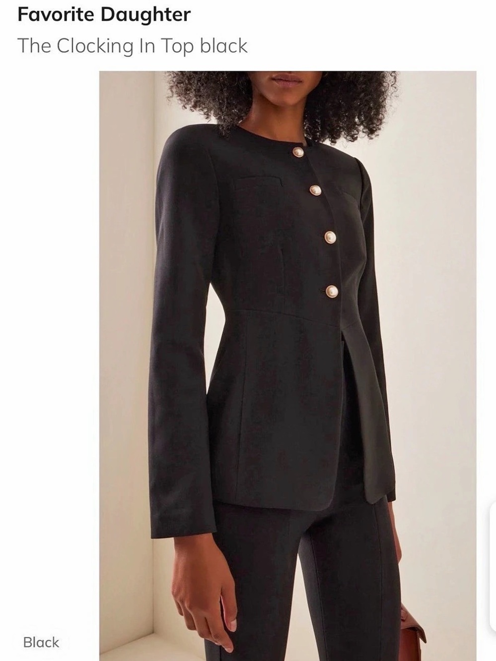 Favorite Daughter The Clocking In Top Black Small NWT